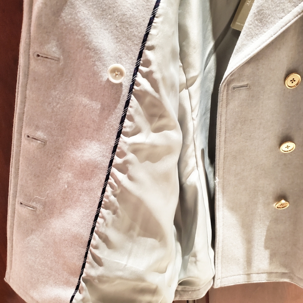 J Crew Italian Wool Peacoat, Heather Silver - Picture 2 of 4